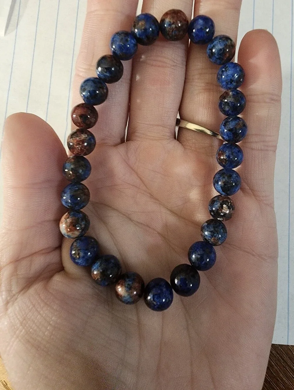 1pc Bohemian Lapis Lazuli Beaded Bracelet For Men, Daily Wear, Luck, Harmony,
